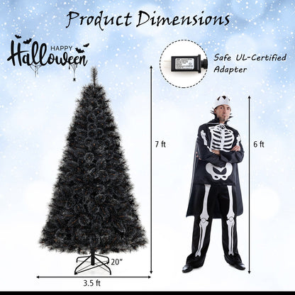 6/7/8 Feet Black Artificial Halloween Christmas Tree with PVC Branch Tips and 210/320/450 Cool White LED Lights-M Christmas Tree   at Gallery Canada