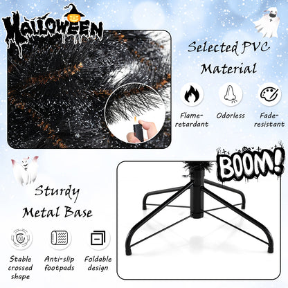 6/7/8 Feet Black Artificial Halloween Christmas Tree with PVC Branch Tips and 210/320/450 Cool White LED Lights-M Christmas Tree   at Gallery Canada