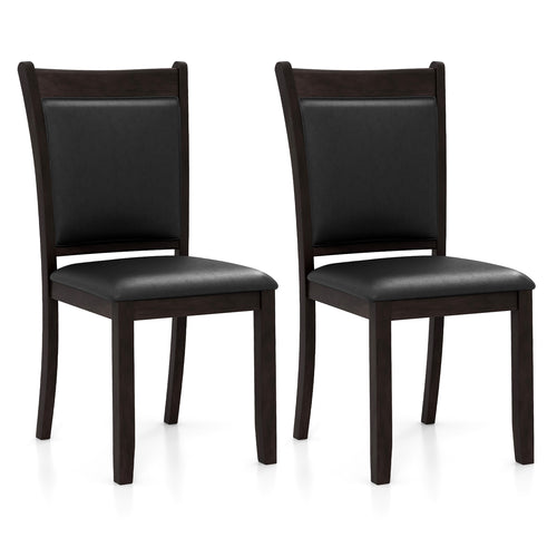 Dining Chairs Set of 2 Faux Leather Upholstered Kitchen Side Chairs with Padded Seat, Gray