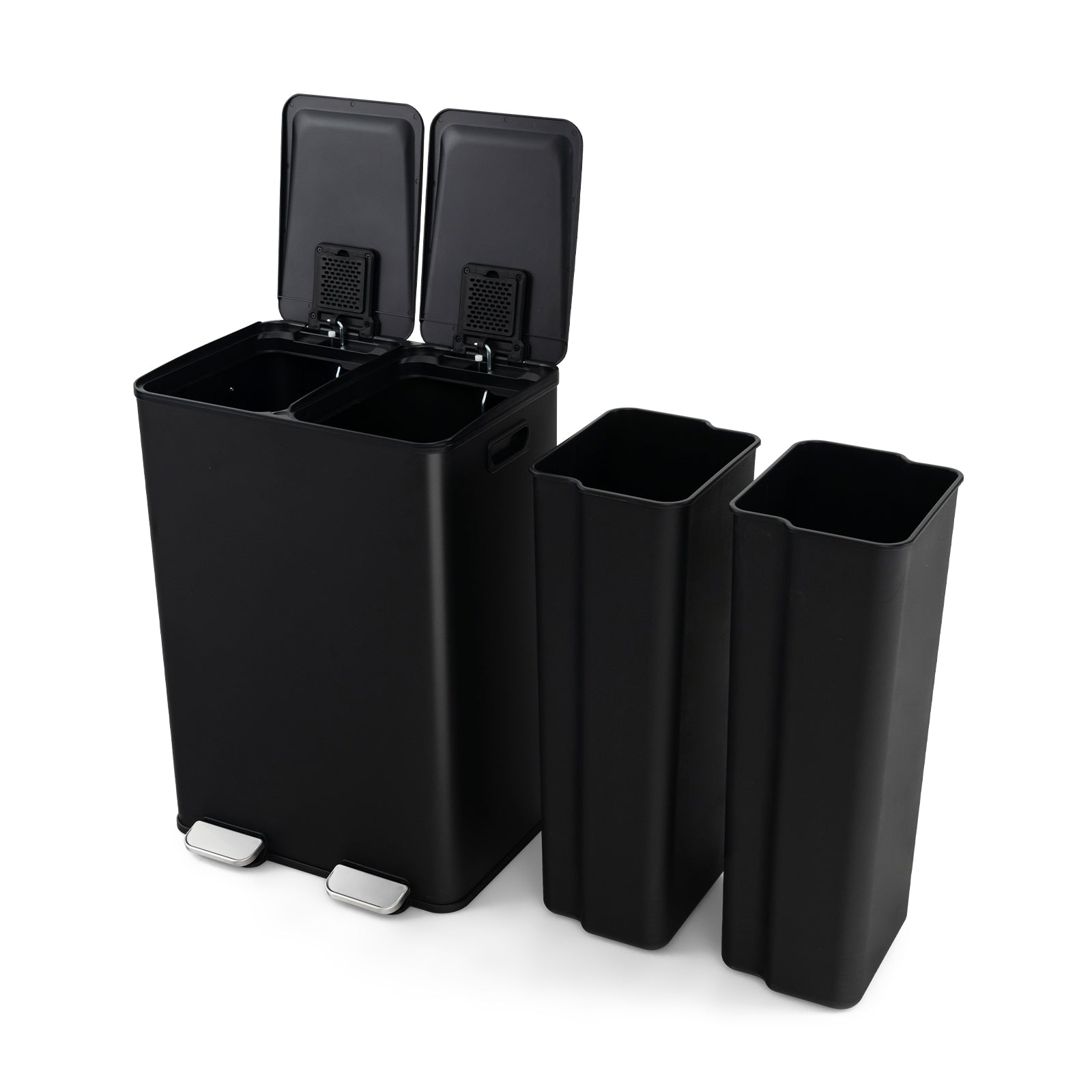 2 x 8 Gal Dual Compartment Trash Can, Black Kitchen Organization Black  at Gallery Canada