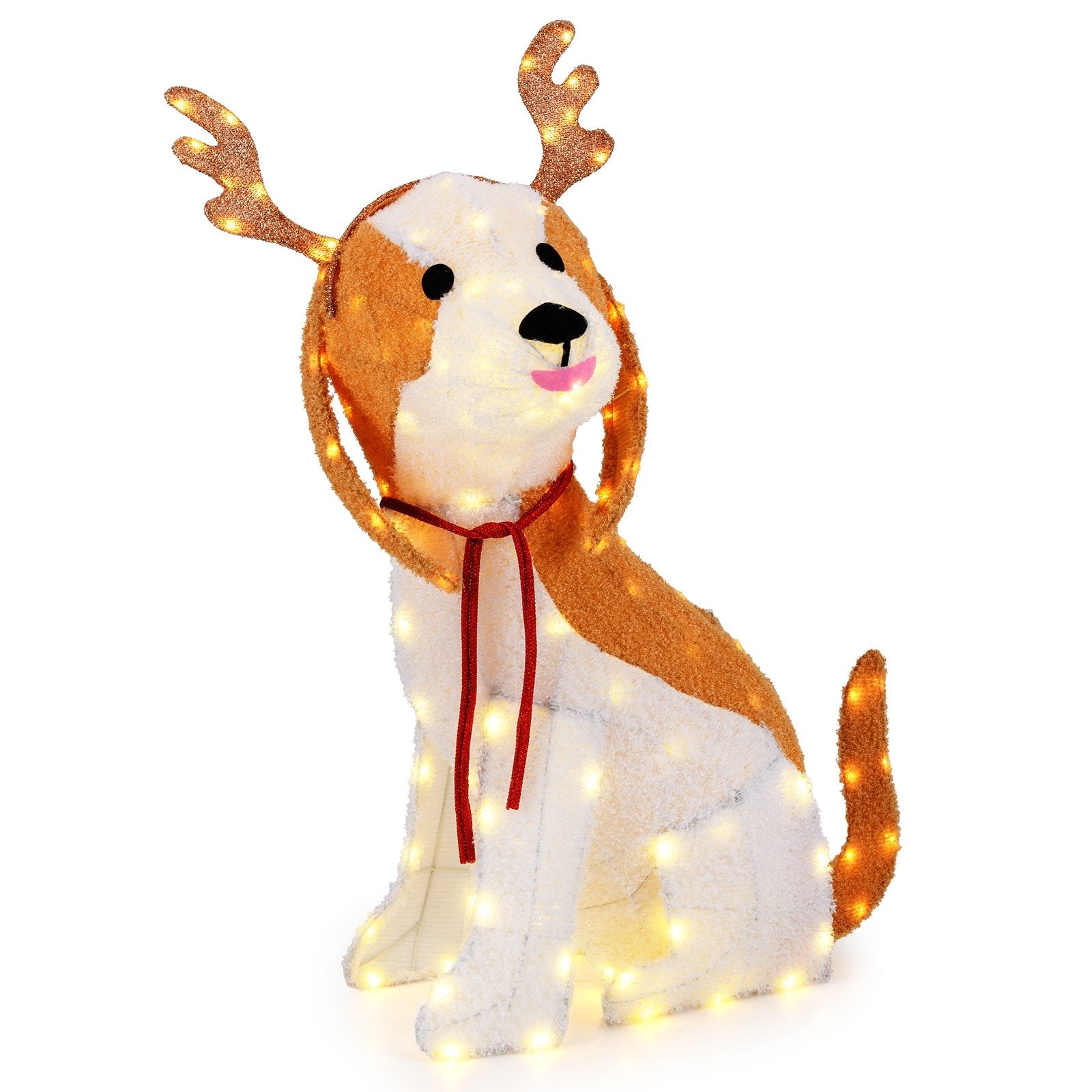 Lighted Christmas Dog with LED Lights Ground Stakes and Cable Tiers, Brown Christmas Decor & Accessories Brown  at Gallery Canada