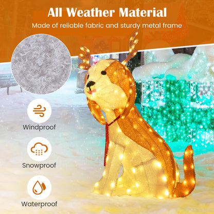 Lighted Christmas Dog with LED Lights Ground Stakes and Cable Tiers, Brown Christmas Decor & Accessories   at Gallery Canada