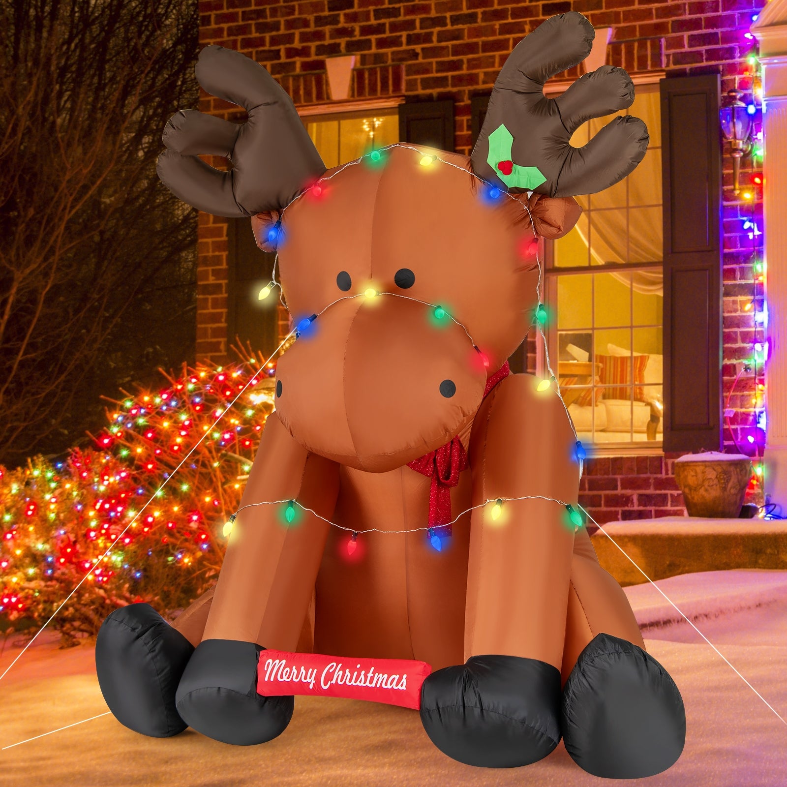 8.5 Feet Tall Christmas Inflatable Reindeer with 24 LED String Lights, Brown Christmas Decor & Accessories   at Gallery Canada