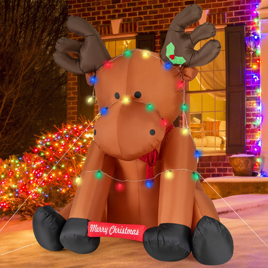 8.5 Feet Tall Christmas Inflatable Reindeer with 24 LED String Lights, Brown Christmas Decor & Accessories Brown  at Gallery Canada