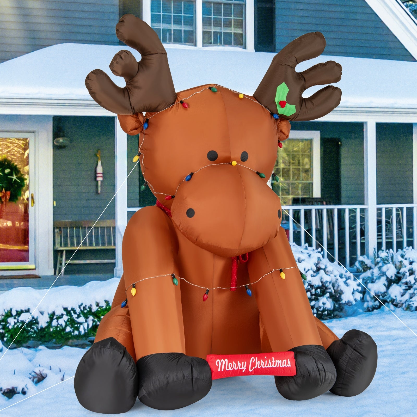 8.5 Feet Tall Christmas Inflatable Reindeer with 24 LED String Lights, Brown Christmas Decor & Accessories   at Gallery Canada