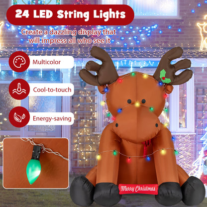 8.5 Feet Tall Christmas Inflatable Reindeer with 24 LED String Lights, Brown Christmas Decor & Accessories   at Gallery Canada