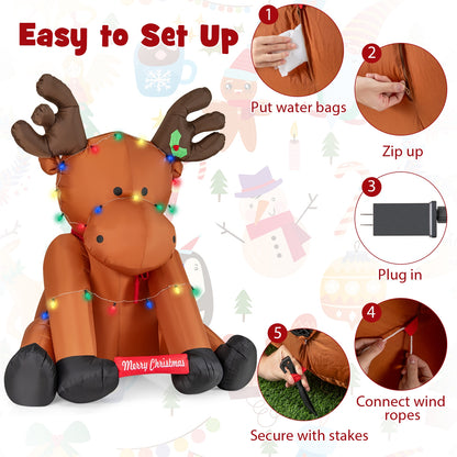 8.5 Feet Tall Christmas Inflatable Reindeer with 24 LED String Lights, Brown Christmas Decor & Accessories   at Gallery Canada