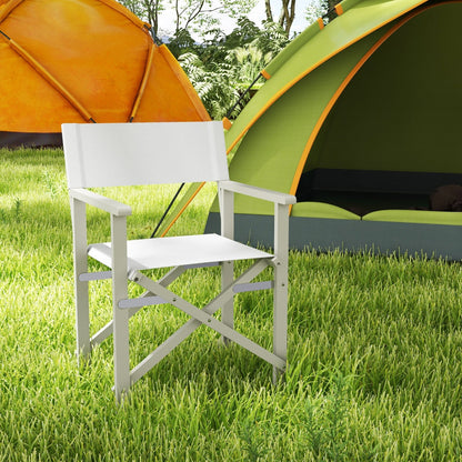 Folding Director Chair with Acacia Wood Frame and Machine Washable Oxford Fabric, Off White Patio Dining Chairs   at Gallery Canada