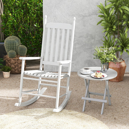 High-Back Acacia Wood Outdoor Rocking Chair with Solid Rocking Base, White Patio Rocking Chairs & Gliders   at Gallery Canada