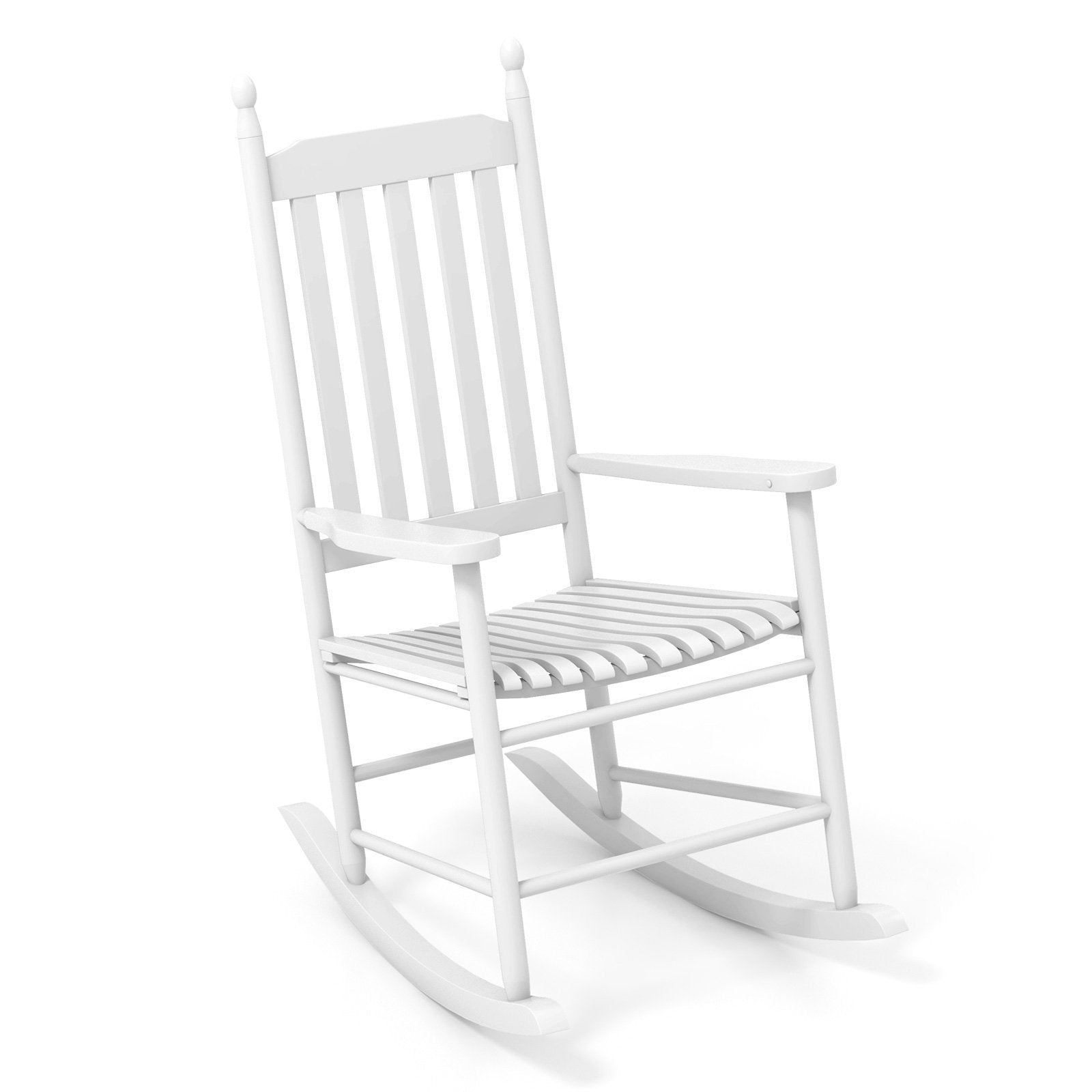 High-Back Acacia Wood Outdoor Rocking Chair with Solid Rocking Base, White Patio Rocking Chairs & Gliders White  at Gallery Canada