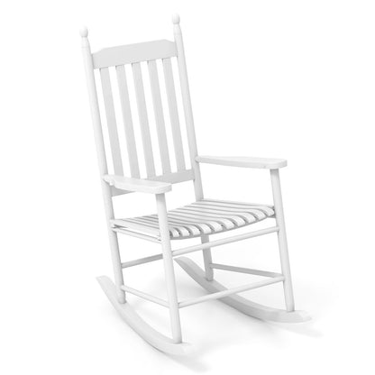 High-Back Acacia Wood Outdoor Rocking Chair with Solid Rocking Base, White Patio Rocking Chairs & Gliders White  at Gallery Canada