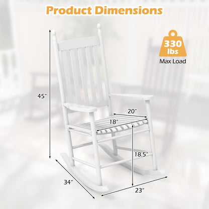 High-Back Acacia Wood Outdoor Rocking Chair with Solid Rocking Base, White Patio Rocking Chairs & Gliders   at Gallery Canada