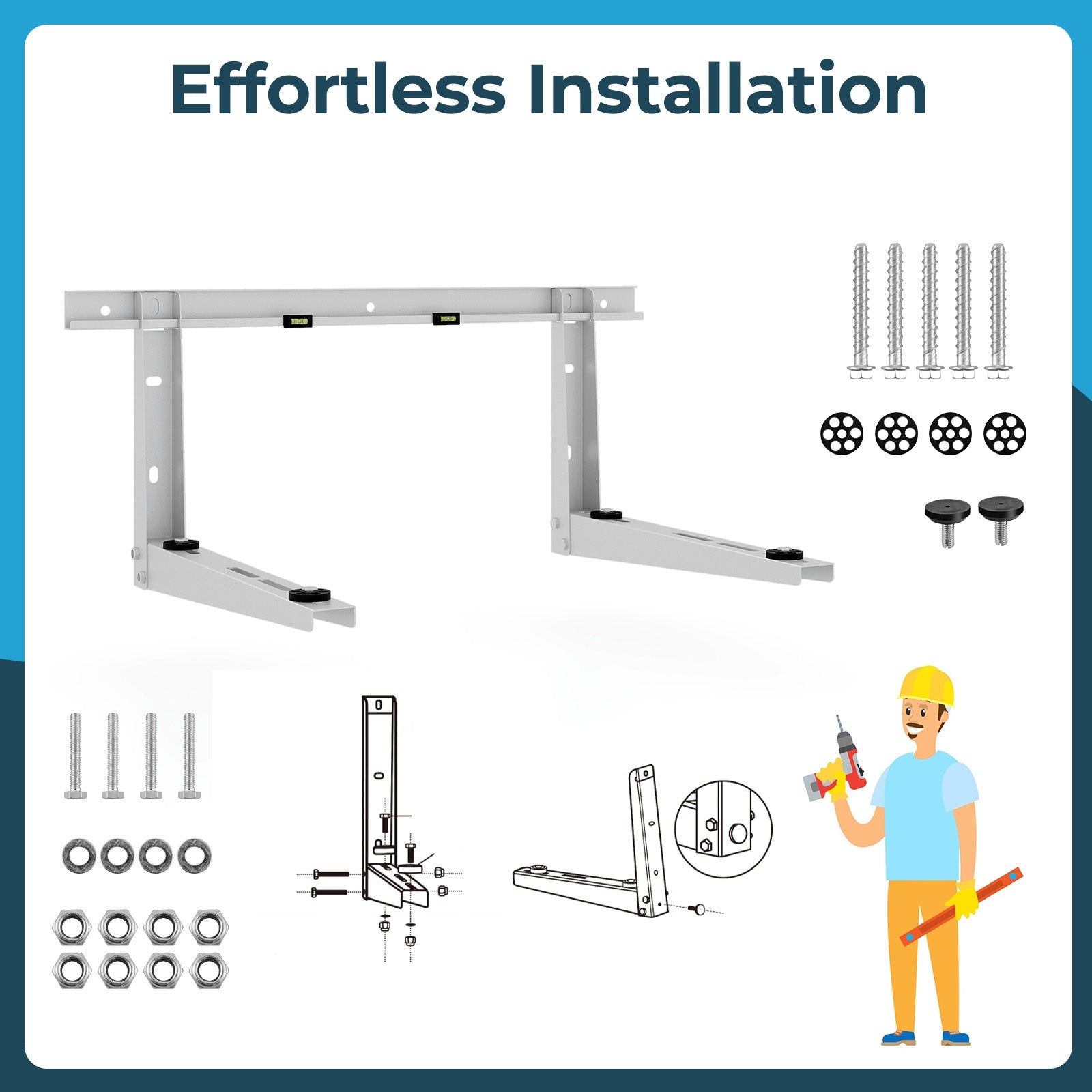 Mini Split Wall Mounting Bracket for 12000-24000 BTU Universal Ductless AC, Silver Mini Split Air Conditioners   at Gallery Canada