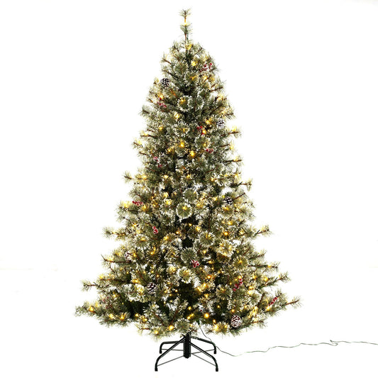 6/7.5/9 FT Artificial Christmas Tree Pre-Lit Hinged Holiday Tree with 360° Quick Power Connector-6 ft, Green Christmas Tree Green  at Gallery Canada