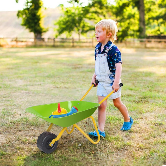 Outdoor Garden Backyard Play Toy Kids Metal Wheelbarrow, Light Green Sandboxes Light Green  at Gallery Canada