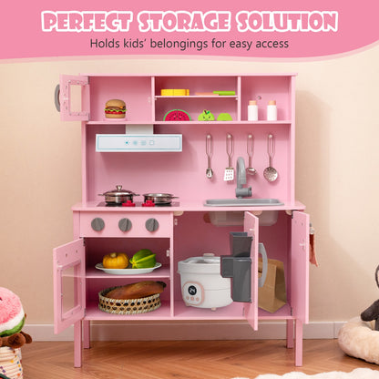 Wooden Pretend Play Kitchen Set for Toddlers, Pink Play Kitchen Sets   at Gallery Canada