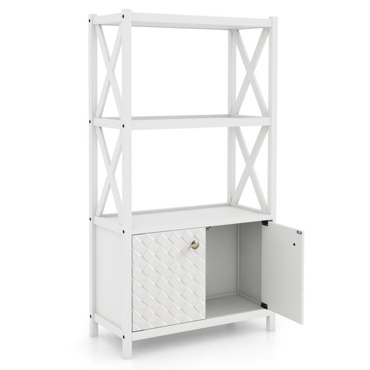 Bathroom Storage Cabinet with Open Shelves and Double Doors, White Floor Cabinets White  at Gallery Canada