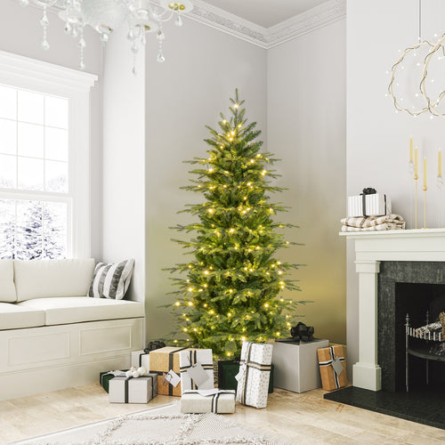 6 Feet Pre-Lit Artificial Christmas Tree with Warm White LED Lights, Green