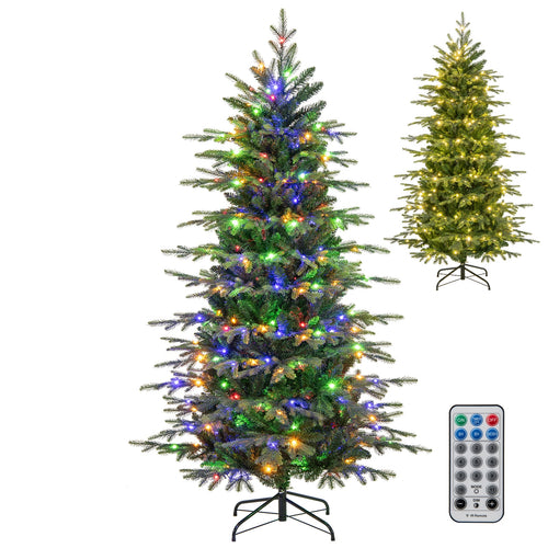 6 Feet Pre-Lit Artificial Christmas Tree with Warm White LED Lights, Green