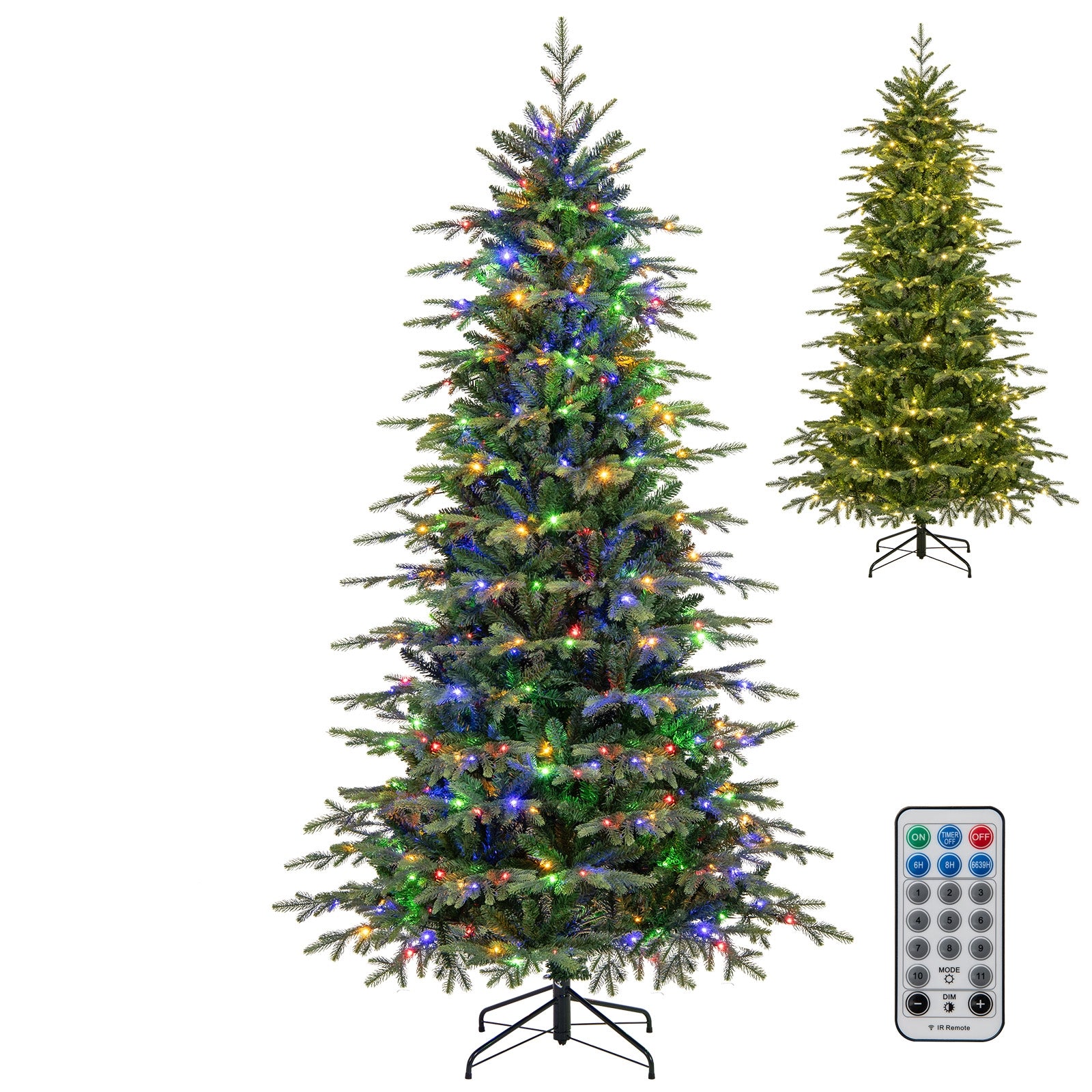 7.5 Feet Pre-Lit Artificial Christmas Tree with Warm White LED Lights, Green Christmas Tree Green at Gallery Canada