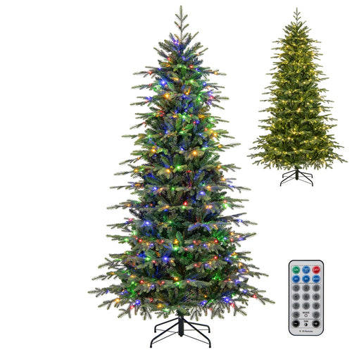 7.5 Feet Pre-Lit Artificial Christmas Tree with Warm White LED Lights, Green