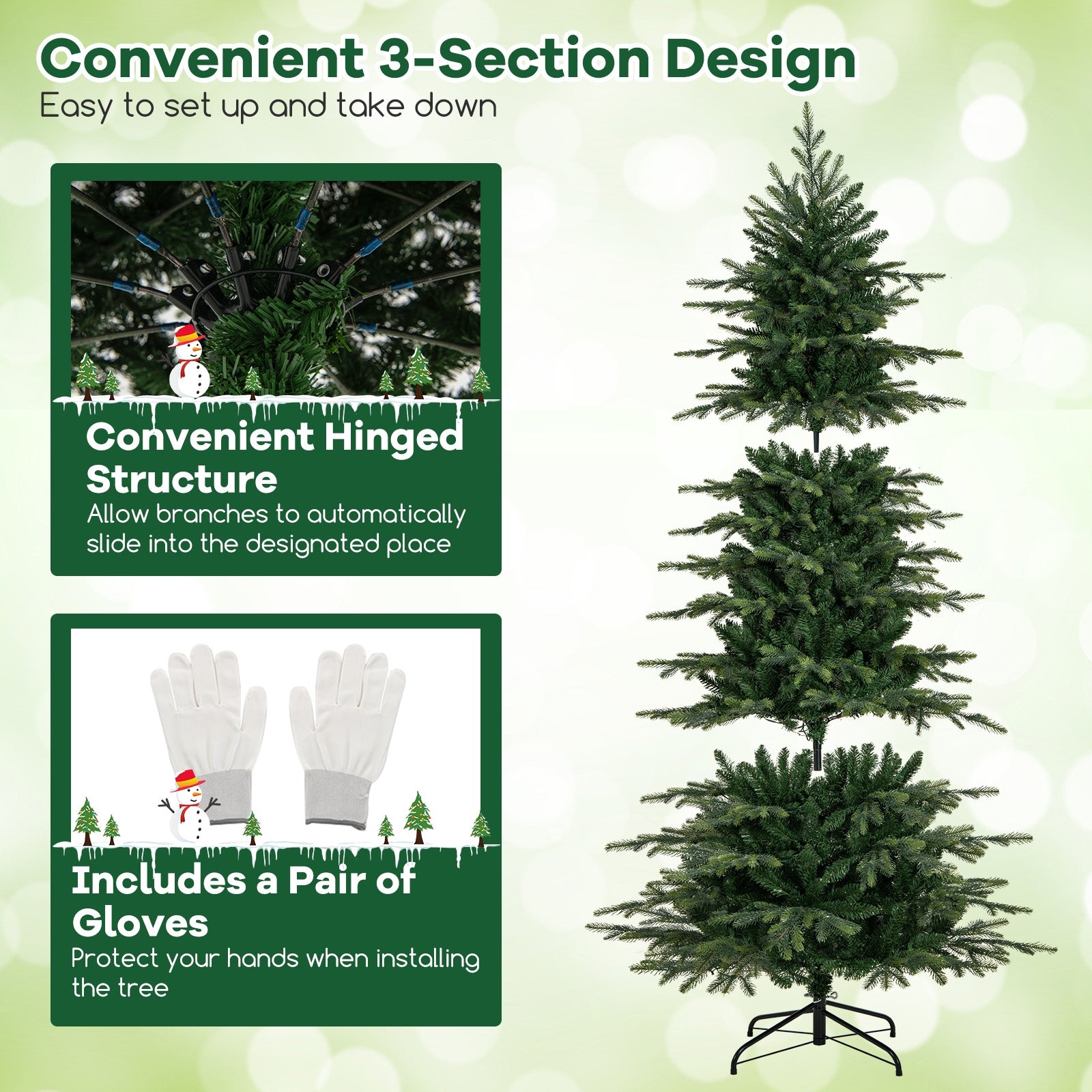 7.5 Feet Pre-Lit Artificial Christmas Tree with Warm White LED Lights, Green Christmas Tree at Gallery Canada