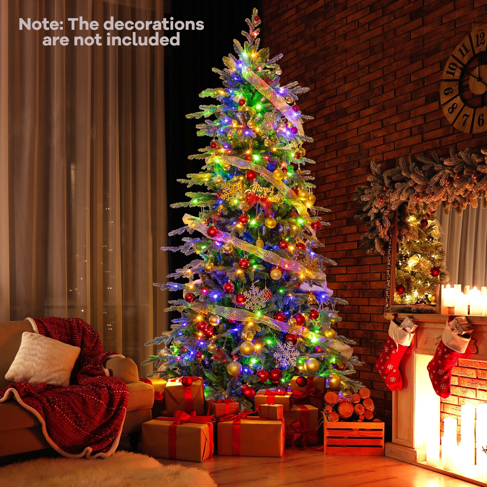 9 Feet Pre-Lit Artificial Christmas Tree with Warm White LED Lights, Green Christmas Tree at Gallery Canada