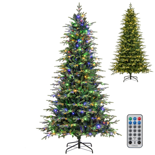 9 Feet Pre-Lit Artificial Christmas Tree with Warm White LED Lights, Green