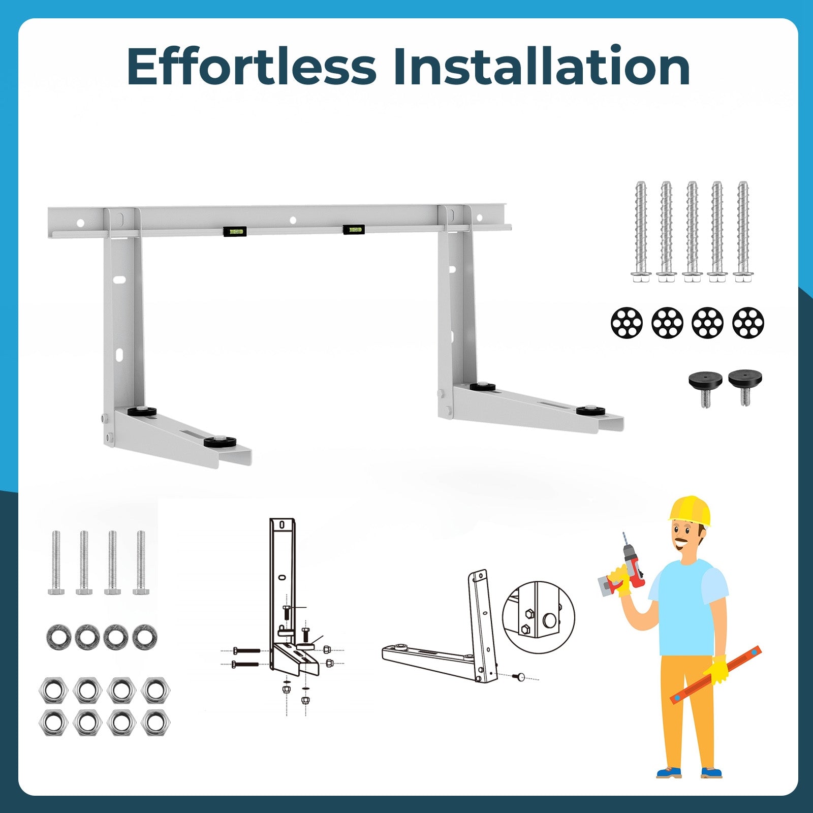 Mini Split Wall Mounting Bracket for 6000-12000 BTU Universal Ductless AC, Silver Mini Split Air Conditioners   at Gallery Canada