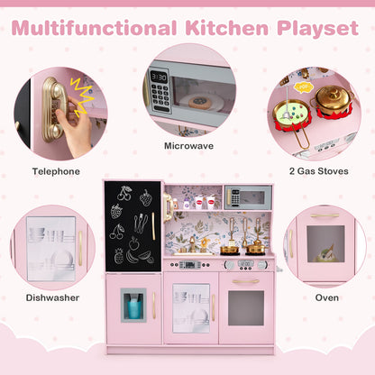 Toddler Pretend Play Kitchen for Boys and Girls 3-6 Years Old, Light Pink Play Kitchen Sets   at Gallery Canada