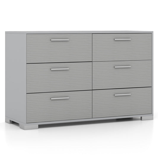 6 Drawer Storage Cabinet with Metal Legs Handles with Anti-Toppling Devices-Grey, Gray Cabinets & Chests Gray  at Gallery Canada