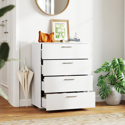 4 Drawer Storage Cabinet with Metal Legs Handles with Anti-Toppling Devices, White Cabinets & Chests   at Gallery Canada