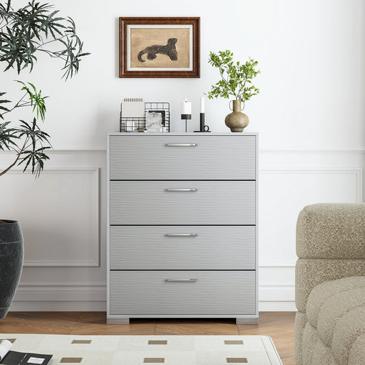 4 Drawer Storage Cabinet with Metal Legs Handles with Anti-Toppling Devices, Gray Cabinets & Chests Gray  at Gallery Canada