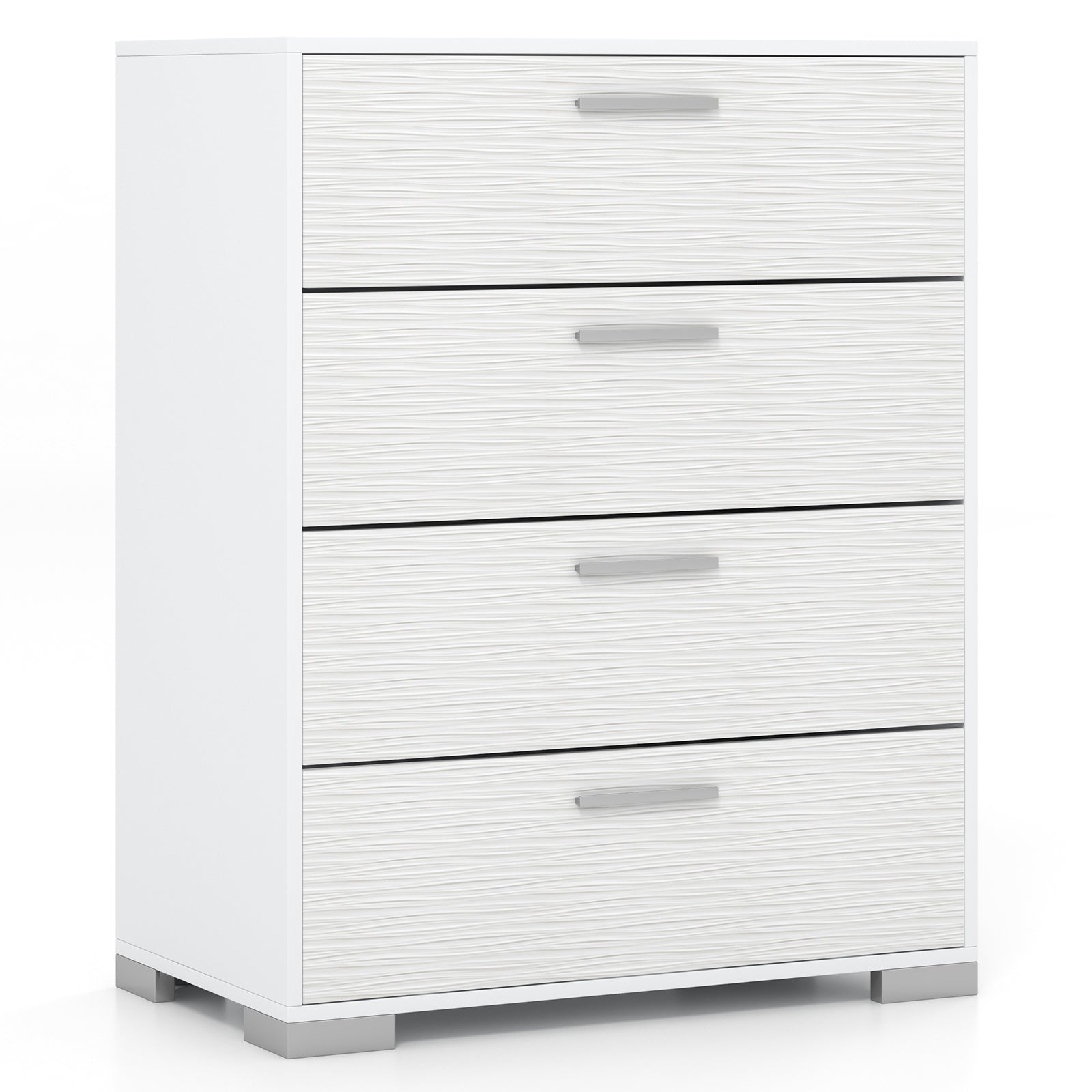 4 Drawer Storage Cabinet with Metal Legs Handles with Anti-Toppling Devices, White Cabinets & Chests White  at Gallery Canada