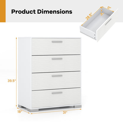 4 Drawer Storage Cabinet with Metal Legs Handles with Anti-Toppling Devices, White Cabinets & Chests   at Gallery Canada