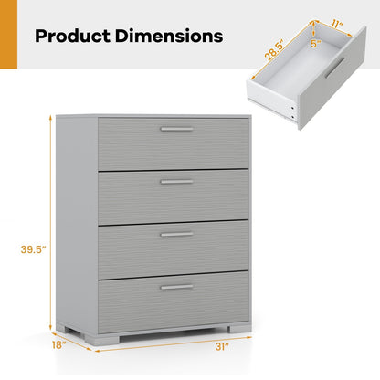 4 Drawer Storage Cabinet with Metal Legs Handles with Anti-Toppling Devices, Gray Cabinets & Chests   at Gallery Canada