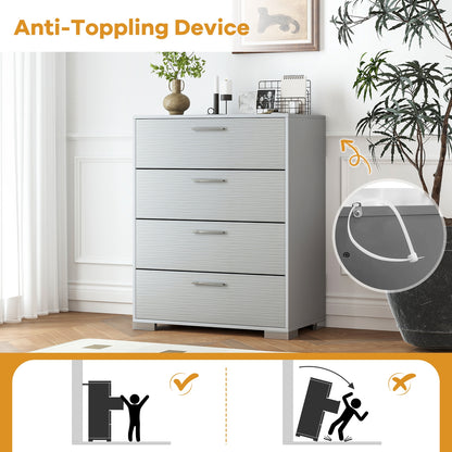 4 Drawer Storage Cabinet with Metal Legs Handles with Anti-Toppling Devices, Gray Cabinets & Chests   at Gallery Canada