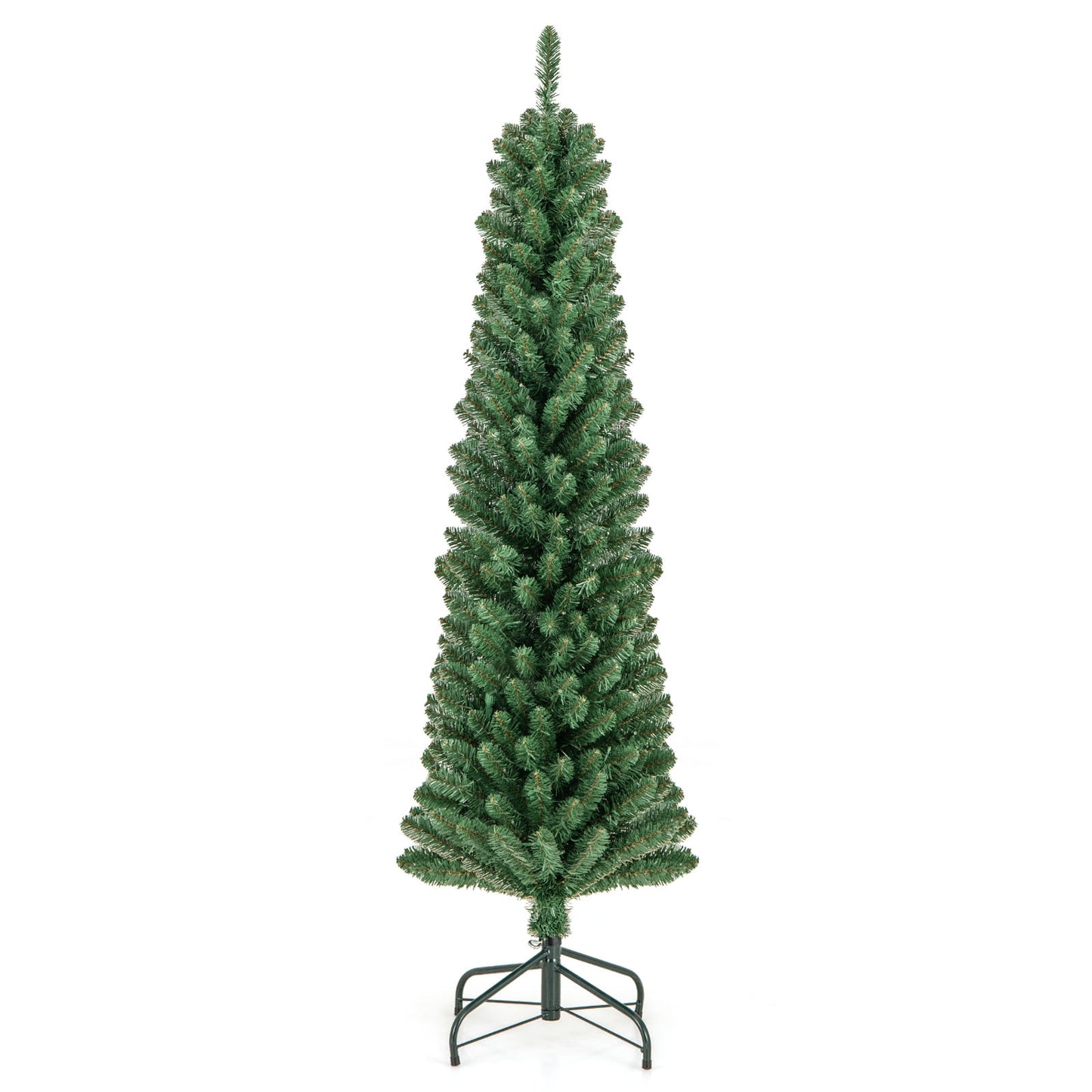 Pencil Christmas Tree with Memory Wire Branch Tips and Warm  LED Lights-5FT, Green Christmas Tree Green  at Gallery Canada