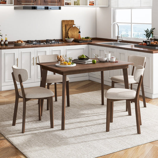 5-Piece Dining Table Set for 4 with Rubber Wood Frame and Padded Set, Brown Dining Room Sets Brown  at Gallery Canada