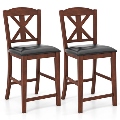 24 Inch Upholstered Dining Chair with Hollowed High Backrest Set of 2, Brown Dining Chairs   at Gallery Canada