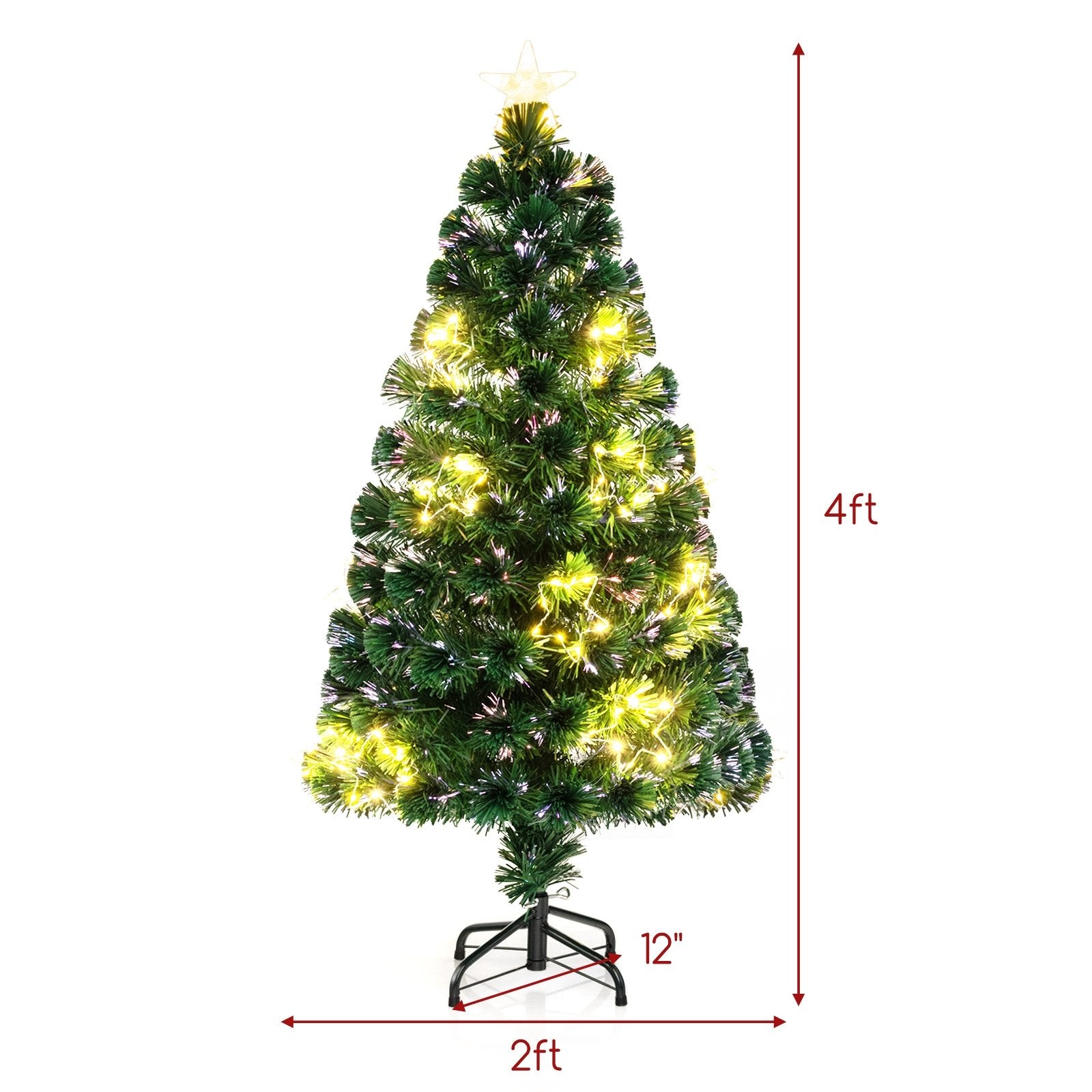 Pre-Lit Artificial Xmas Tree with Top Star and Branch Tips-4 FT, Green Christmas Tree   at Gallery Canada