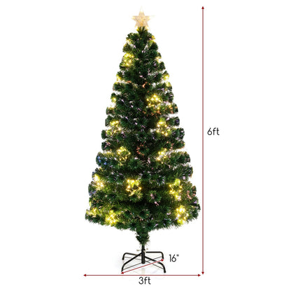 Pre-Lit Artificial Xmas Tree with Top Star and Branch Tips-6 FT, Green Christmas Tree   at Gallery Canada