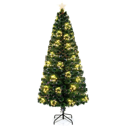 Pre-Lit Artificial Xmas Tree with Top Star and Branch Tips-7 FT, Green Christmas Tree 7 Foot - Green  at Gallery Canada