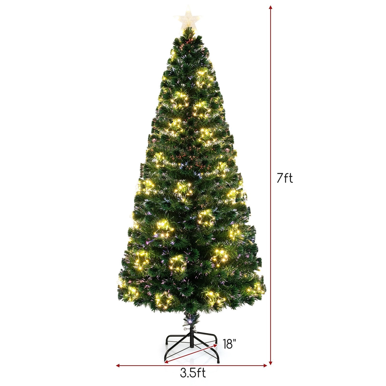 Pre-Lit Artificial Xmas Tree with Top Star and Branch Tips-7 FT, Green Christmas Tree   at Gallery Canada