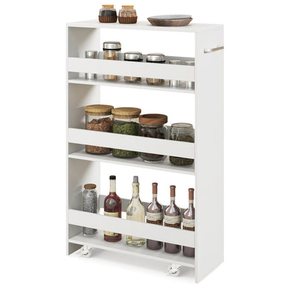 4-Tier Rolling Storage Cart Slim Kitchen Cart on Wheels with Open Shelves and Handle, White Kitchen Islands & Carts White  at Gallery Canada