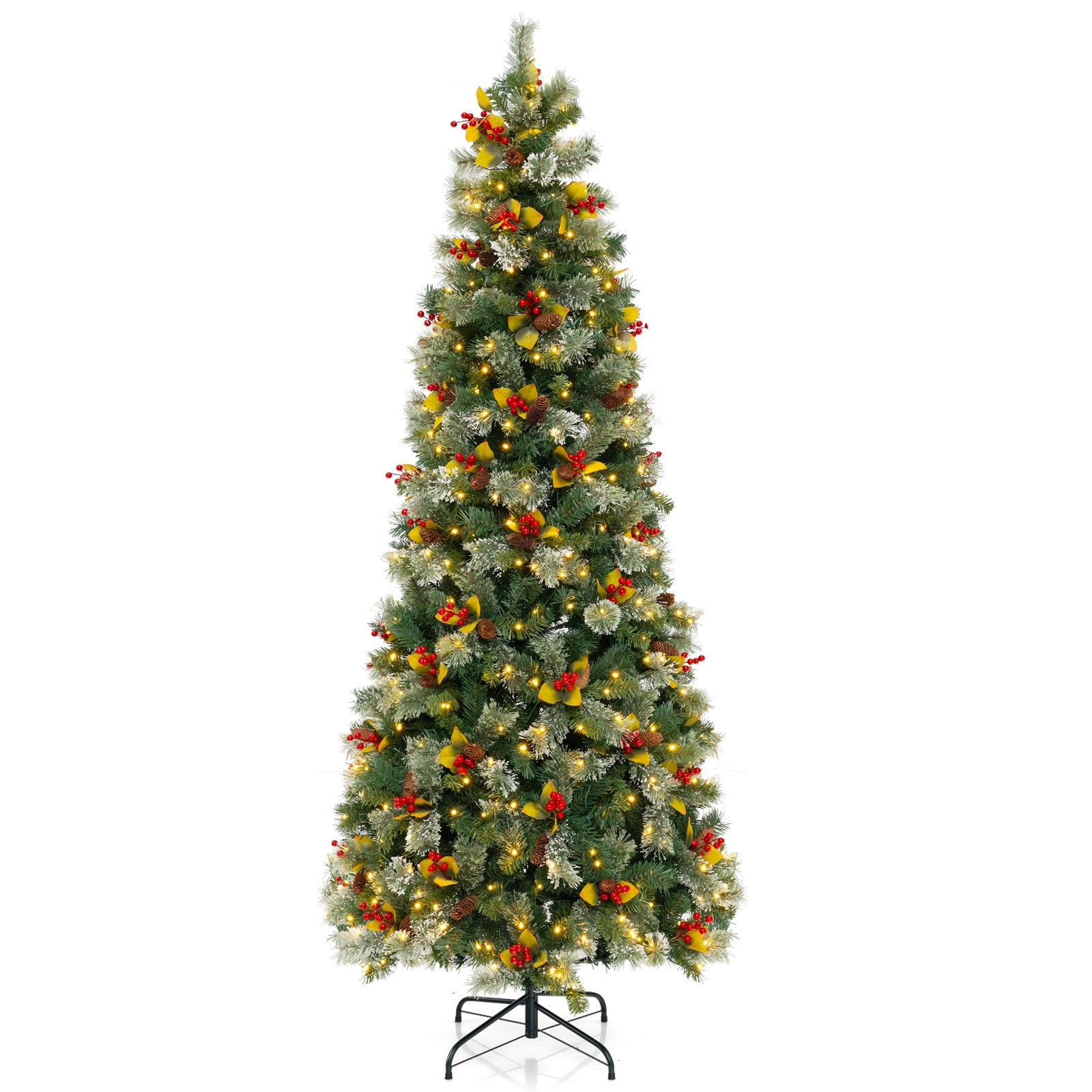 5/7.5/9 FT Pre-Lit Artificial Christmas Tree with 453/1096/1416 PVC and Pine Needles-L, Green Christmas Tree Green  at Gallery Canada