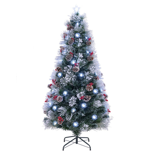 7 FT Flocked Christmas Tree with 8 Lighting Modes, Green