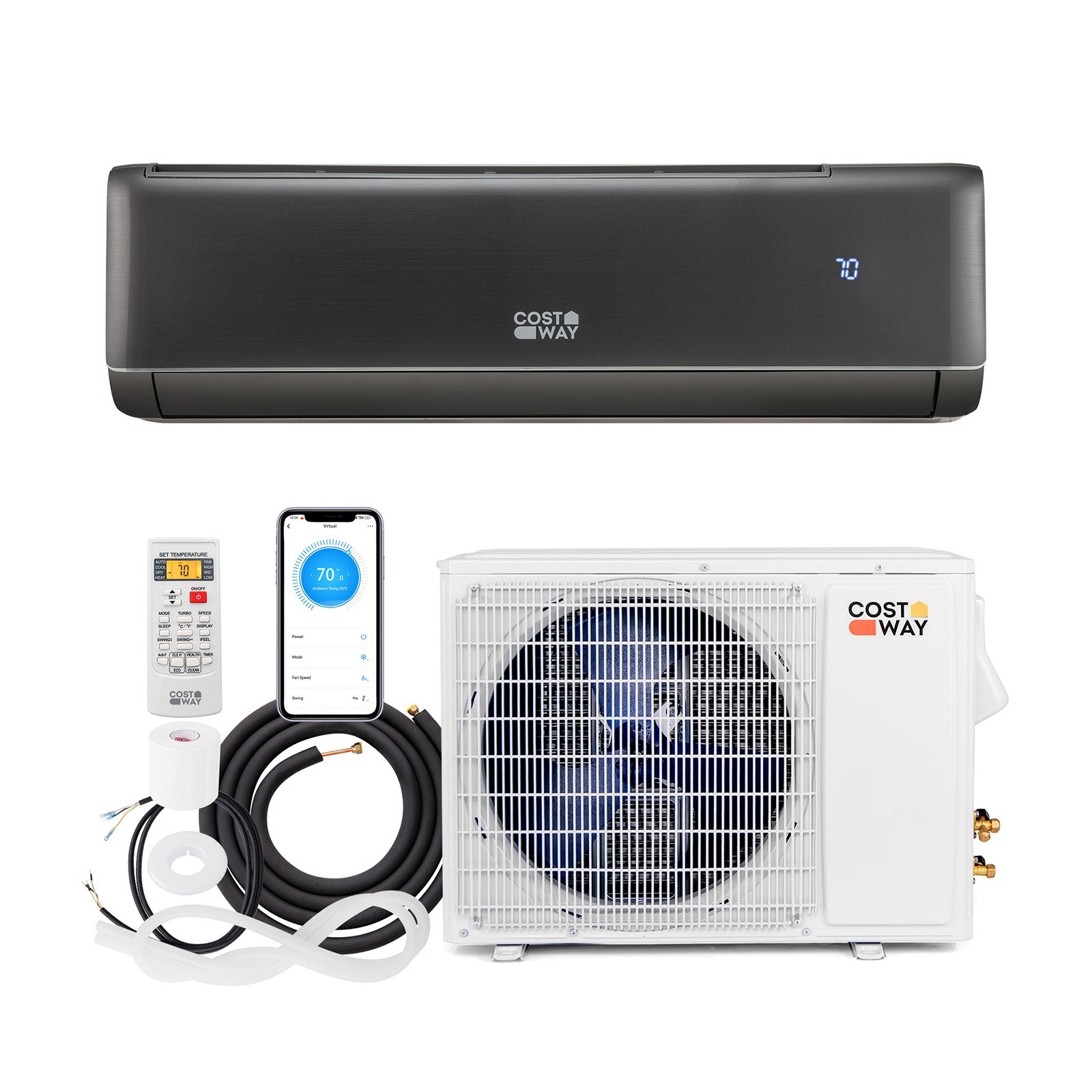 12000 BTU 21 SEER2 208-230V Wifi Enabled Mini Split Air Conditioner and Heater Gray, Gray Mini Split Air Conditioners Gray  at Gallery Canada