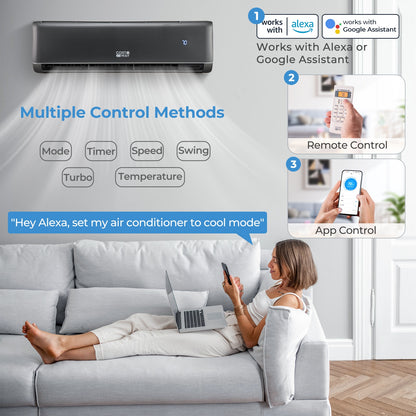 12000 BTU 21 SEER2 208-230V Wifi Enabled Mini Split Air Conditioner and Heater Gray, Gray Mini Split Air Conditioners   at Gallery Canada