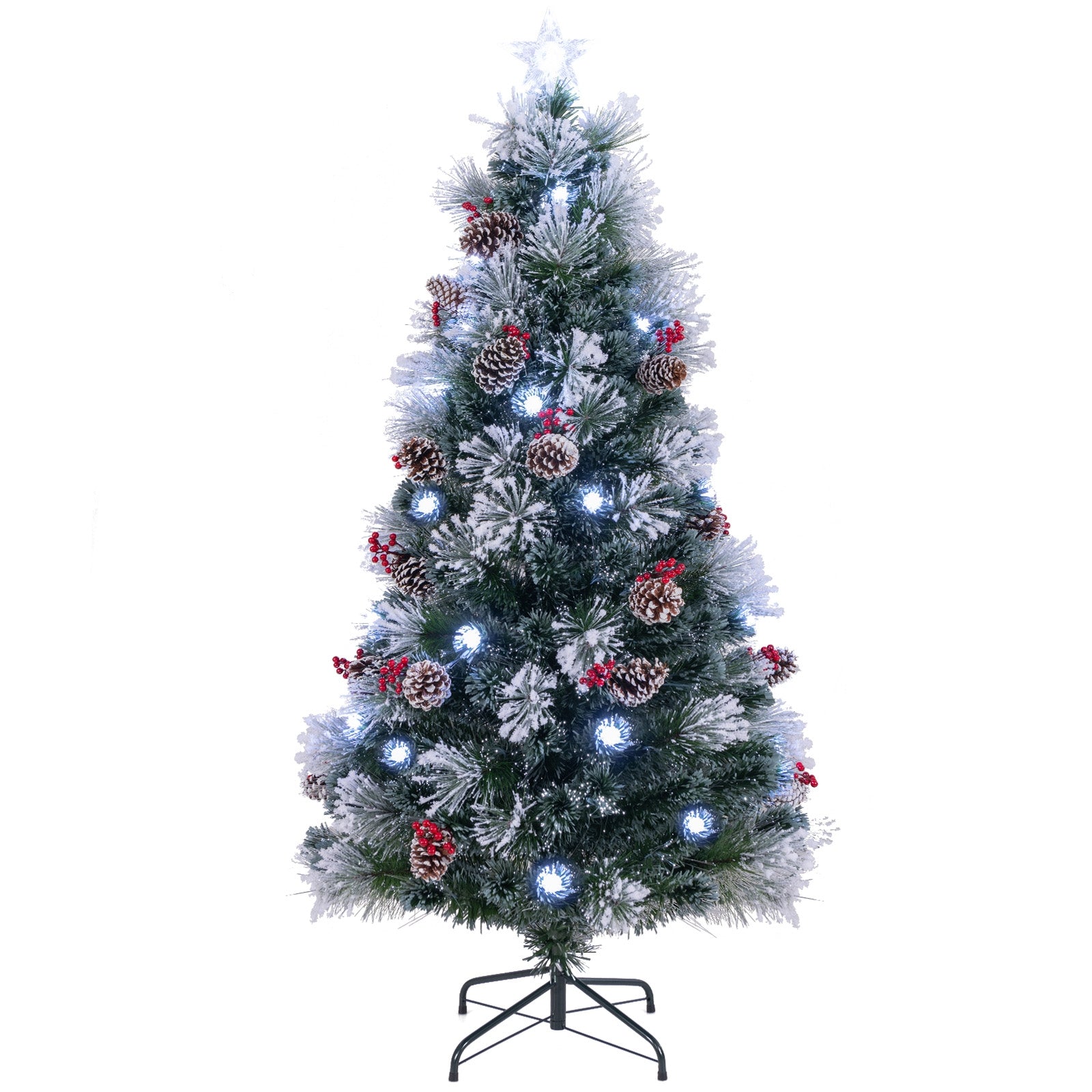 6 FT Flocked Christmas Tree with 8 Lighting Modes, Green Christmas Tree Green at Gallery Canada